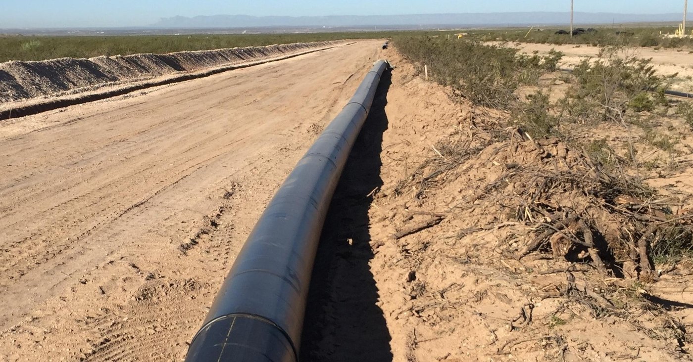HDPE pipe laid in trench